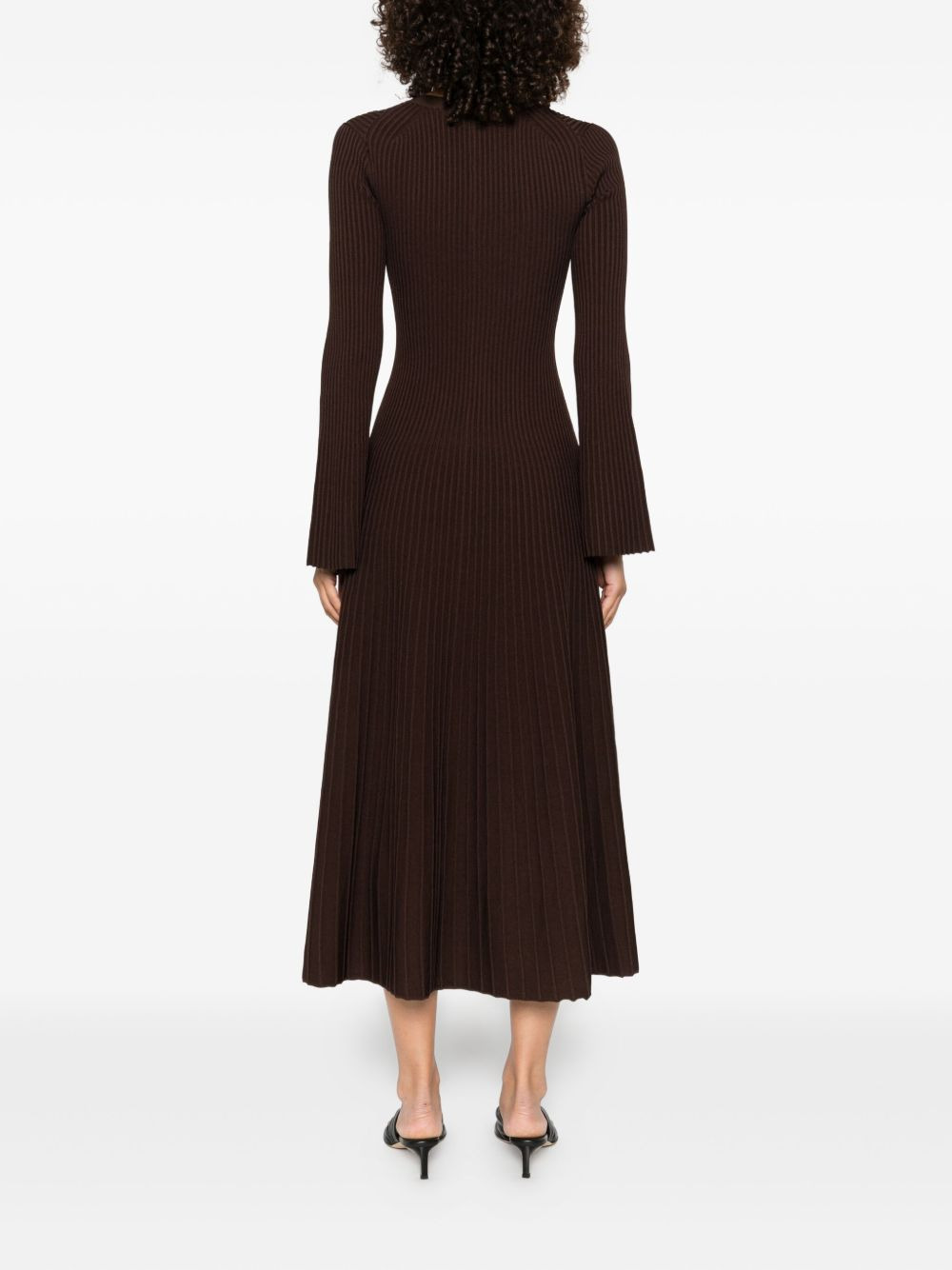 ribbed bell-sleeve dress - 4