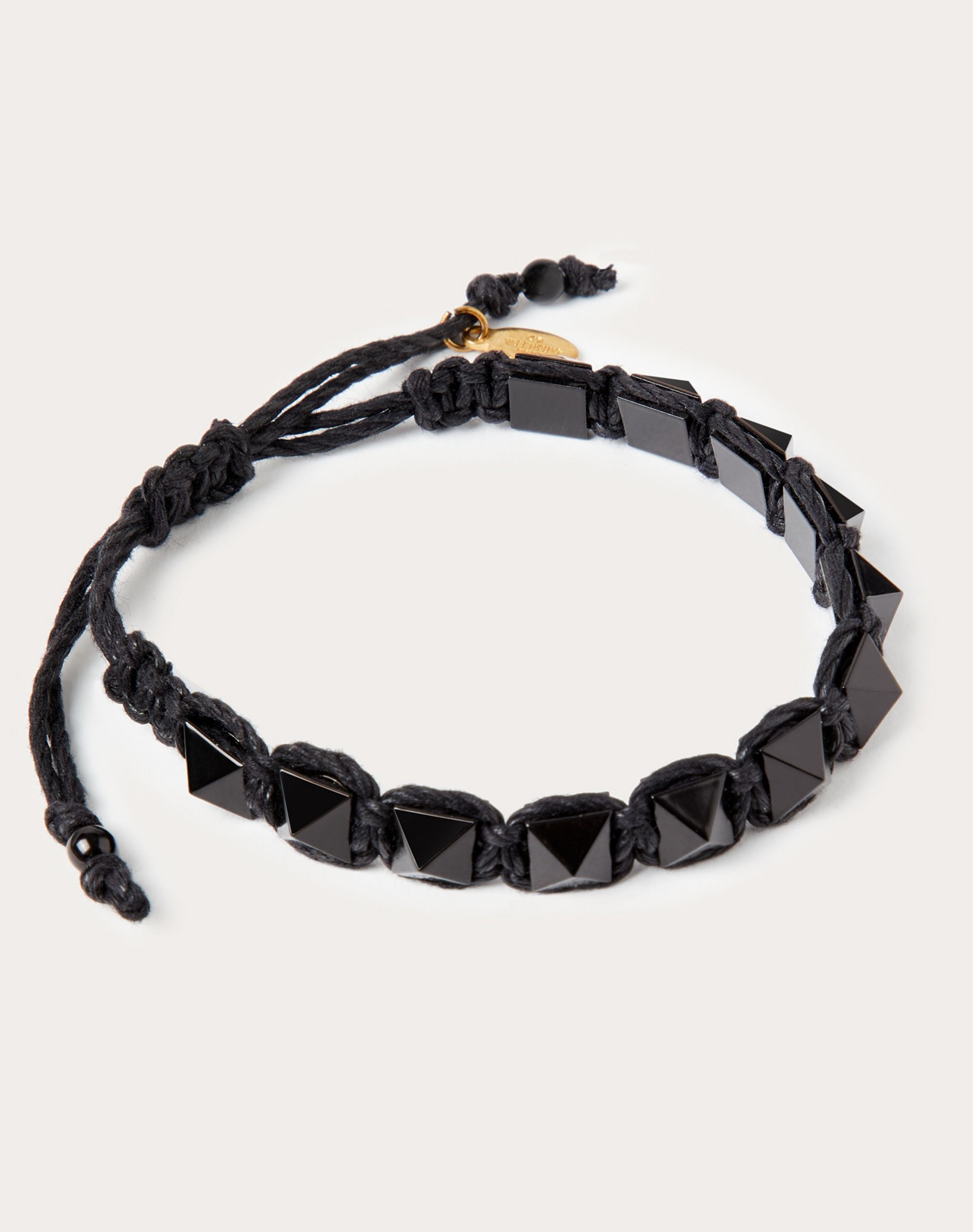 ROCKSTUD BRACELET IN WAXED COTTON AND METAL - 3