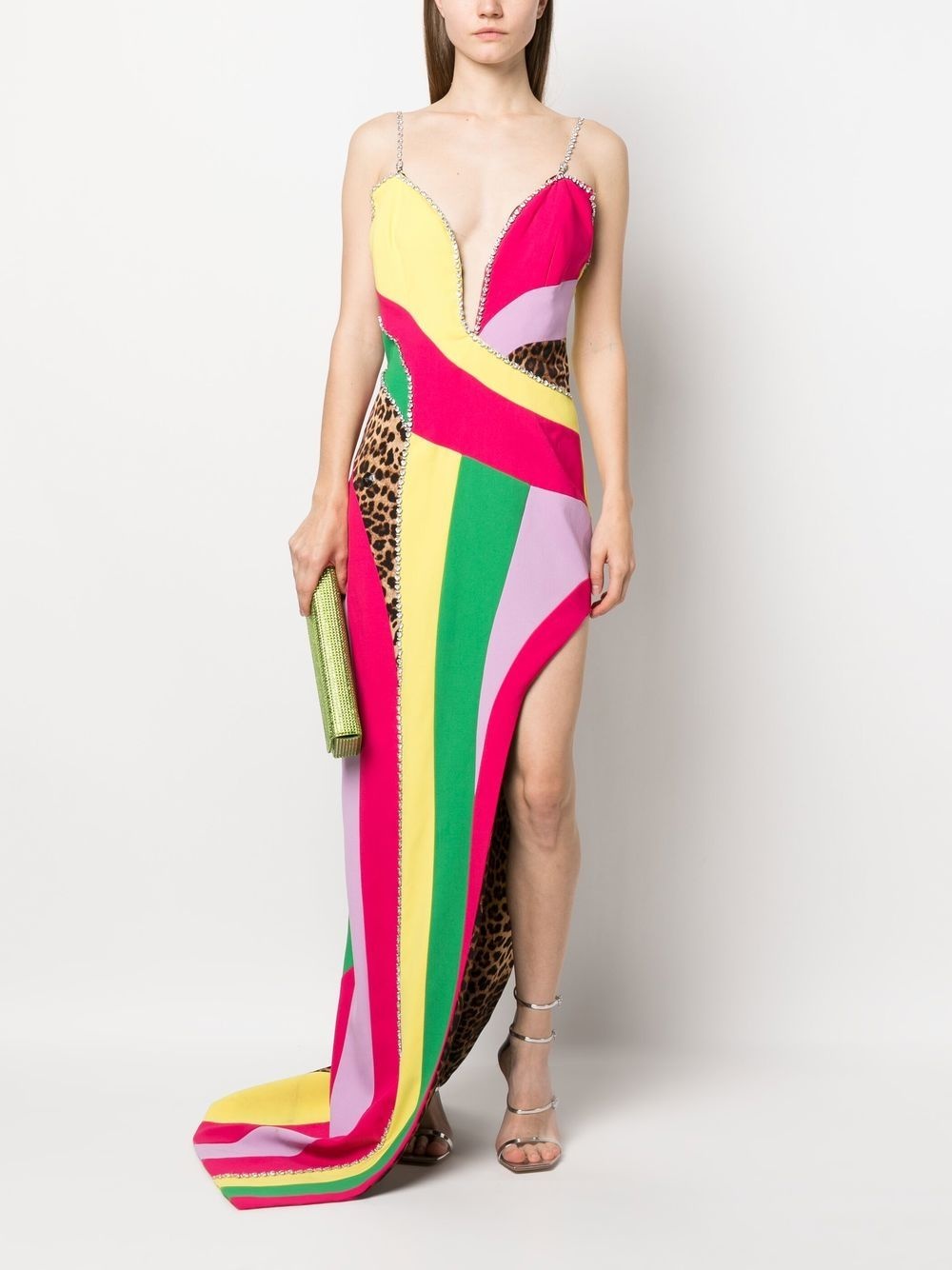 rainbow-patchwork long dress - 2