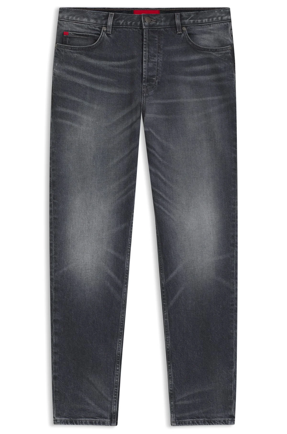 TAPERED-FIT JEANS IN USED-EFFECT GRAY DENIM - 1