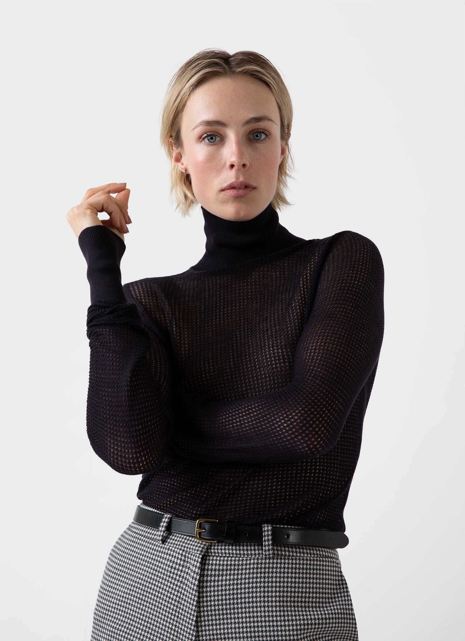 Edie Campbell Open Knit Silk Funnel - 2