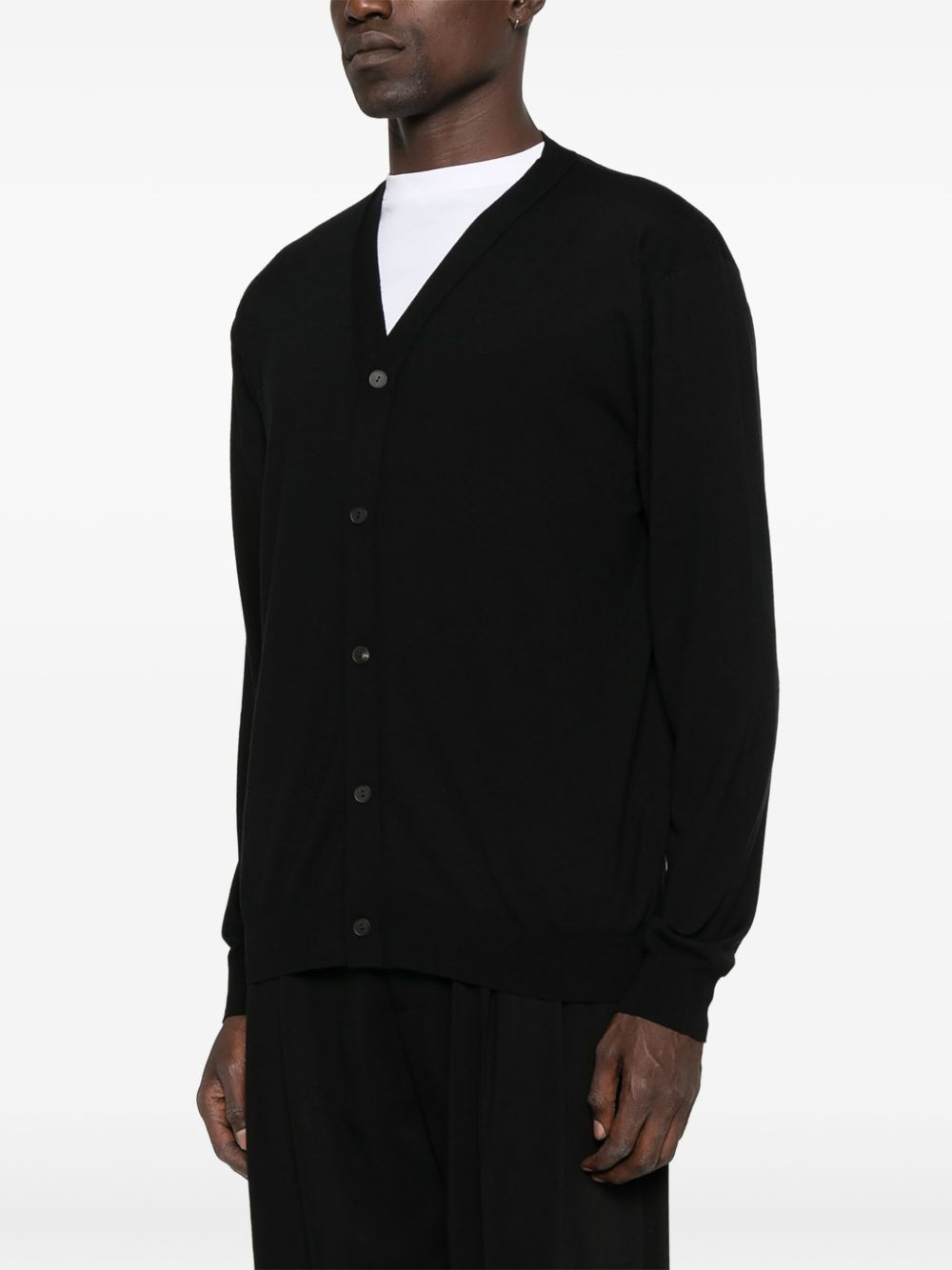 button-front wool cardigan - 3