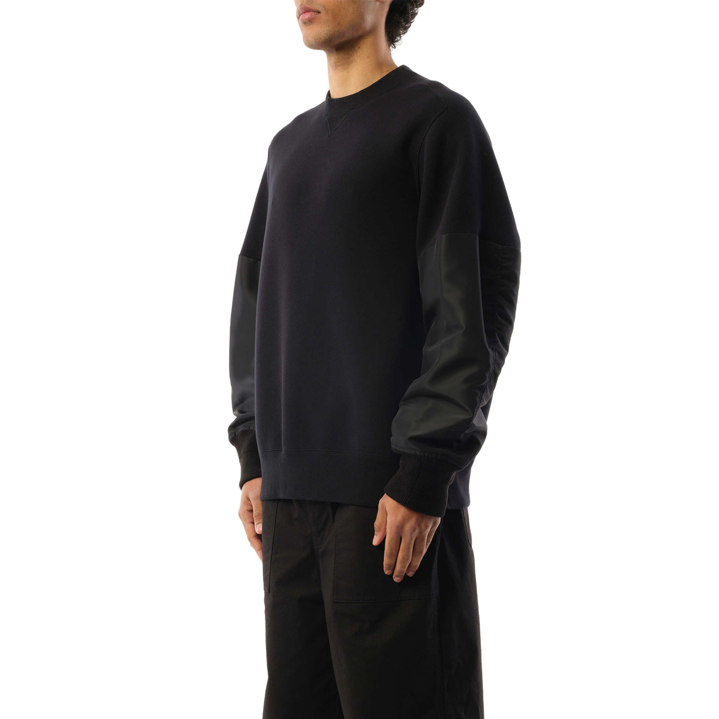 Nylon Twill x Sponge Sweatshirt in Black - 5