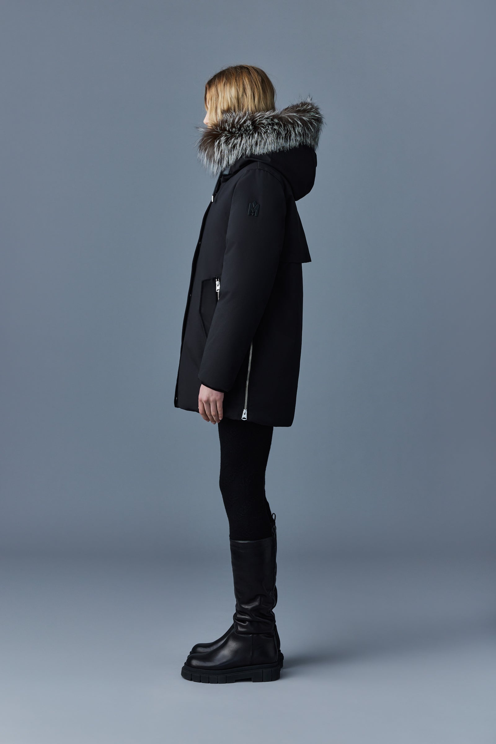 KINSLEE 2-in-1 oversized down parka with bib and silver fox fur - 3