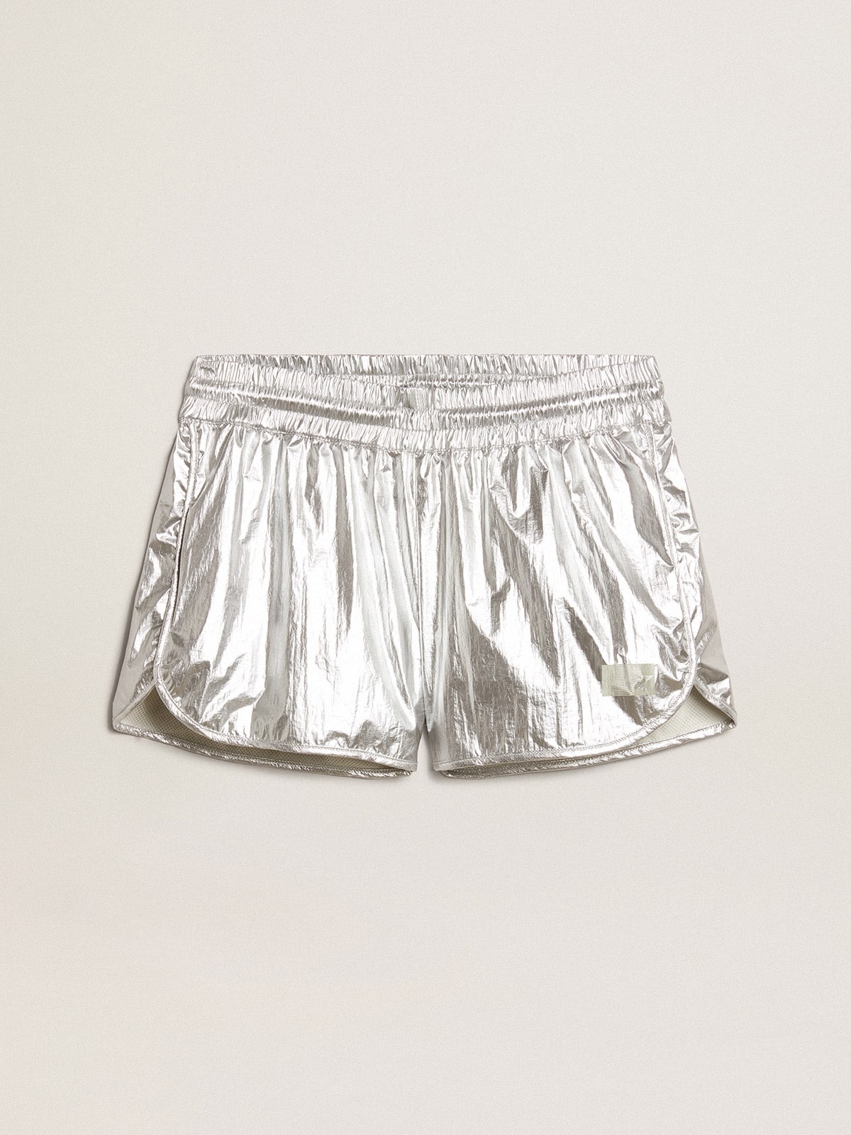Women’s running shorts in silver fabric - 1