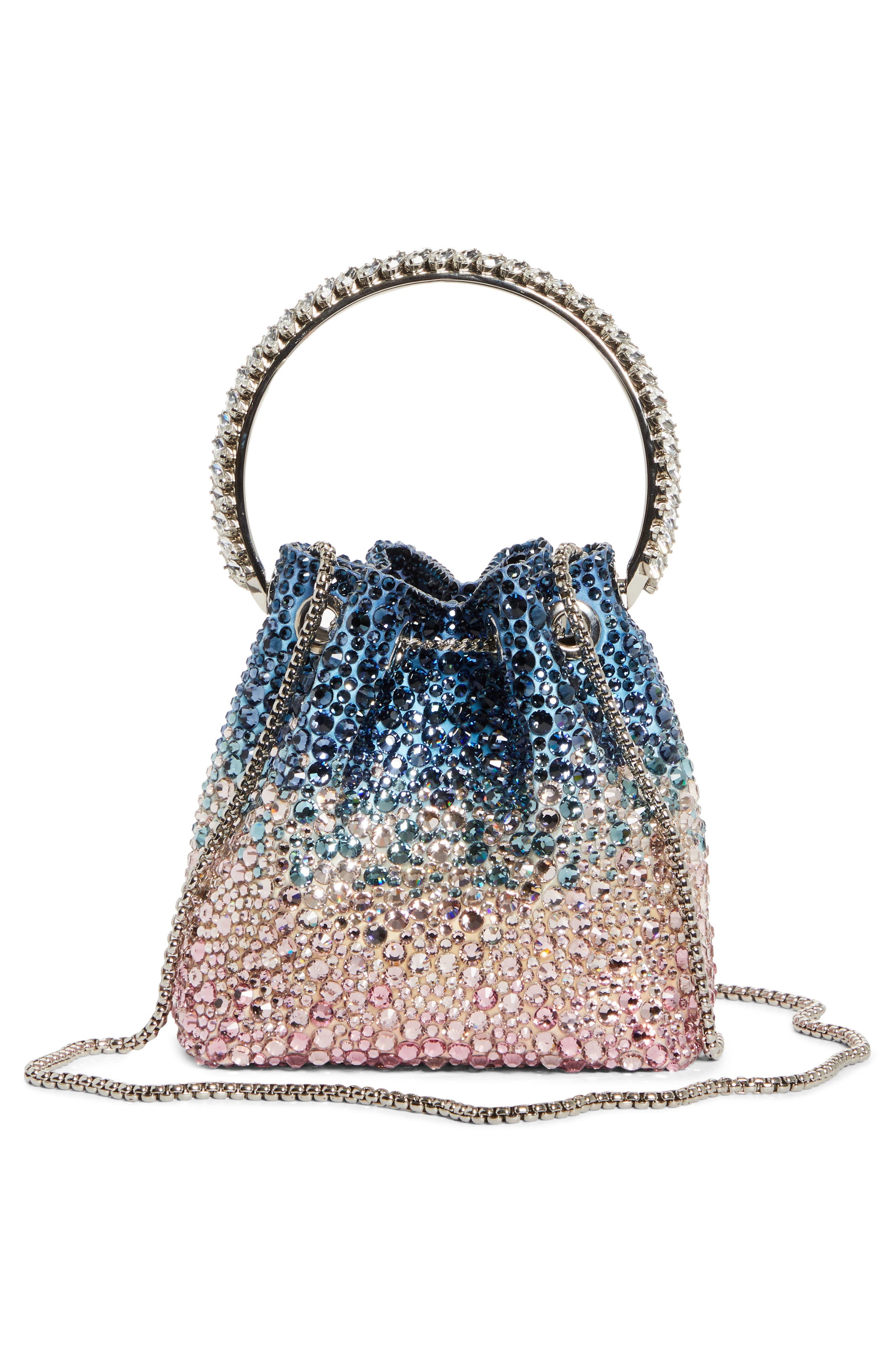 Jimmy Choo Bon Bon Crystal Embellished Drawstring Top Handle Pouch in Sunrise Mix at Nordstrom - 2