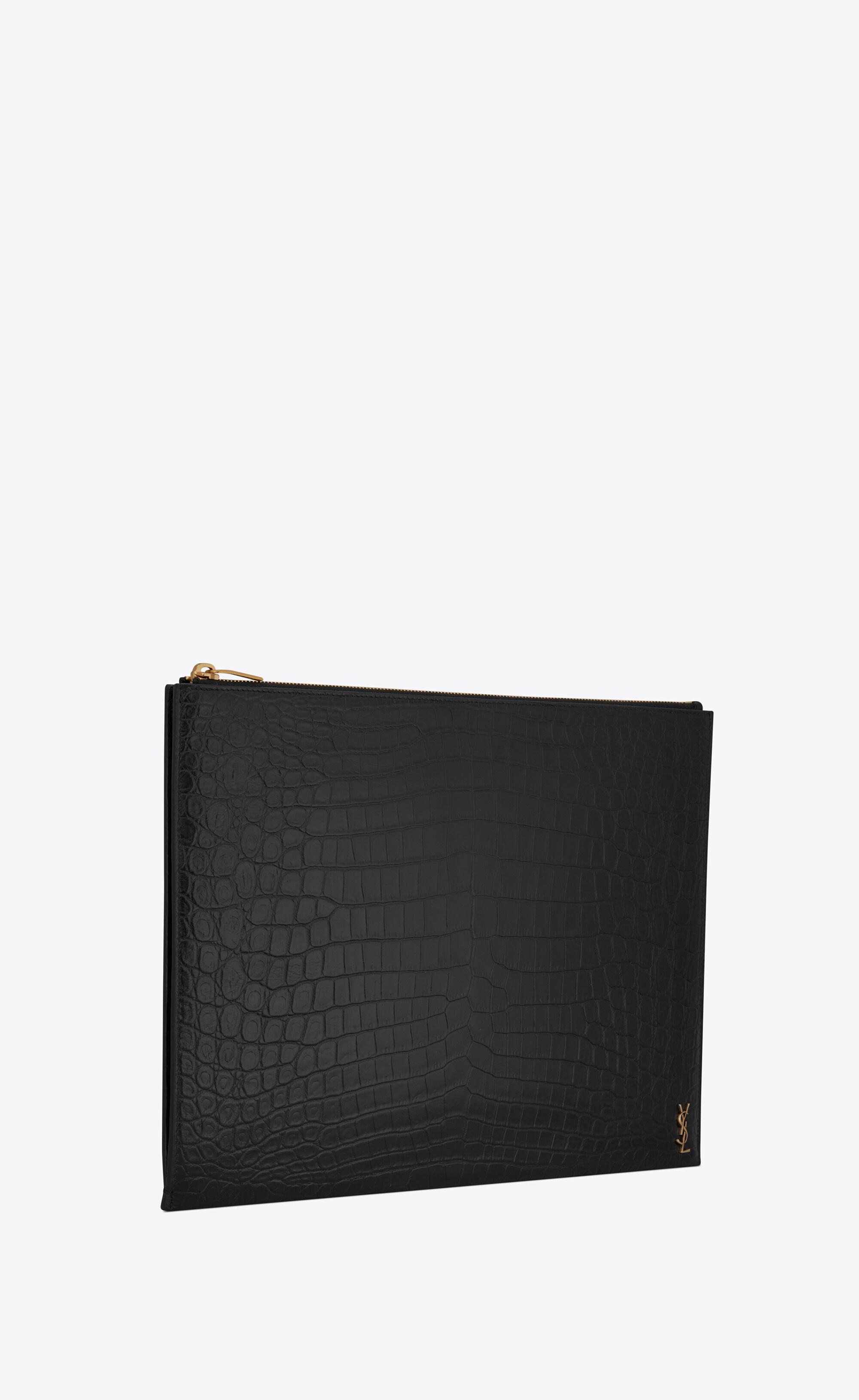tiny monogram document holder in crocodile-embossed matte leather - 7