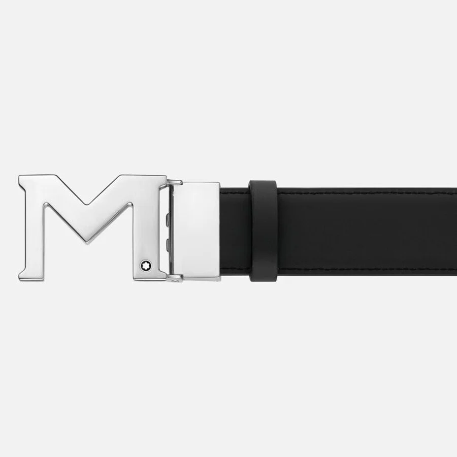 Montblanc M Buckle Black 35 mm Reversible Leather Belt - 1