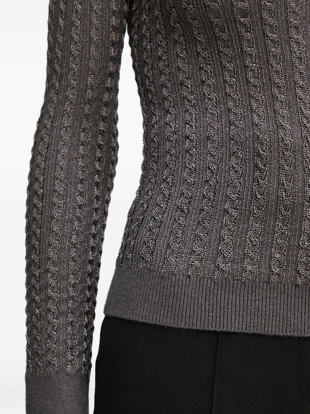 cable-knit metallic-threading sweater - 4