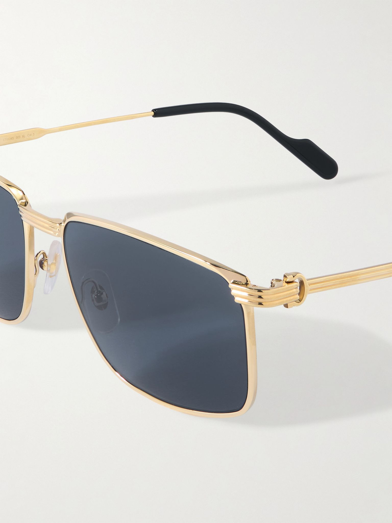 Première de Cartier Rectangular-Frame Gold-Tone Sunglasses Blue - 3