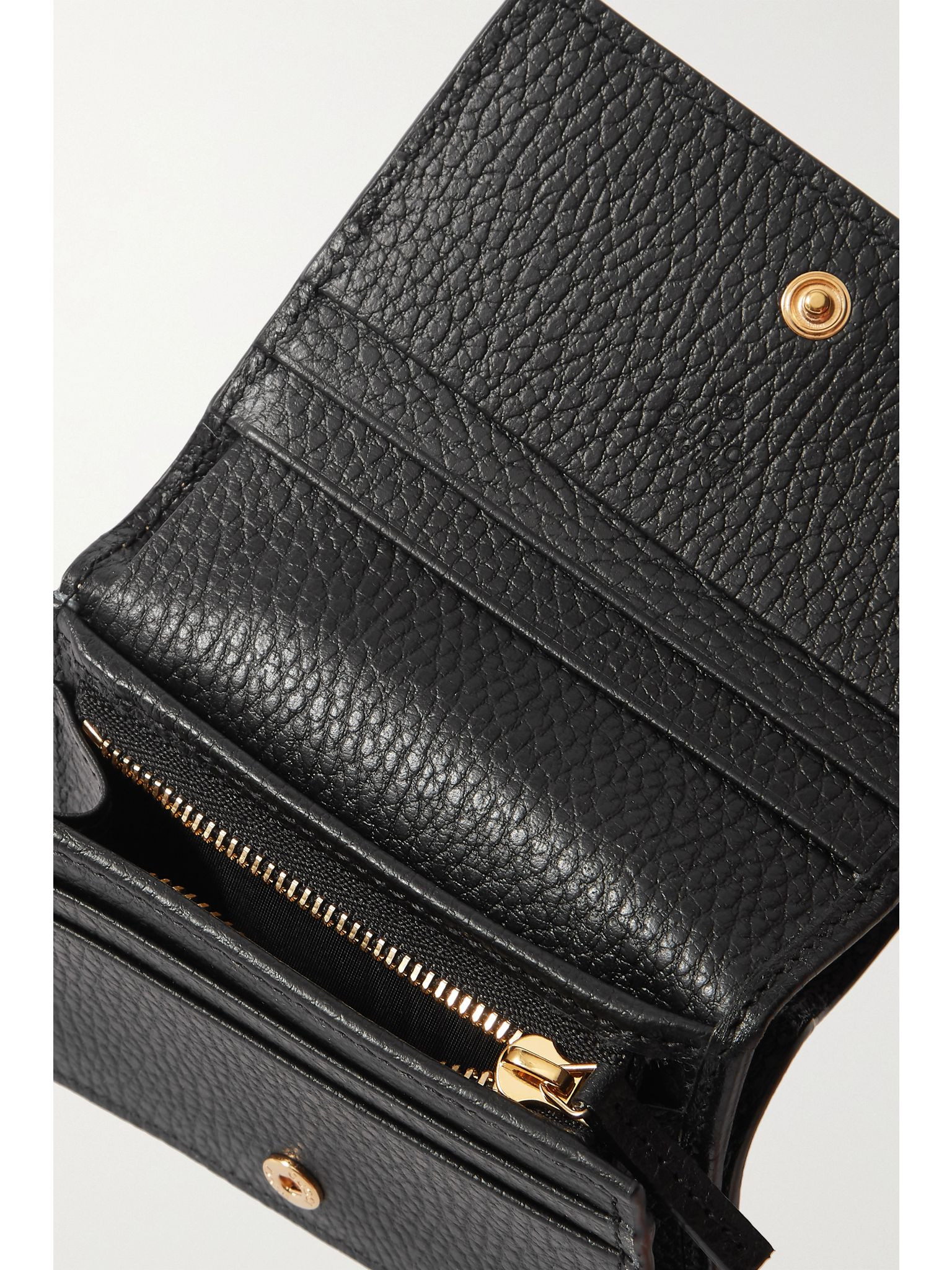 GG Marmont Petite textured-leather and printed coated-canvas wallet Black - 5