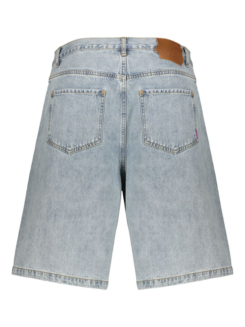 contrast-stitching denim shorts - 2