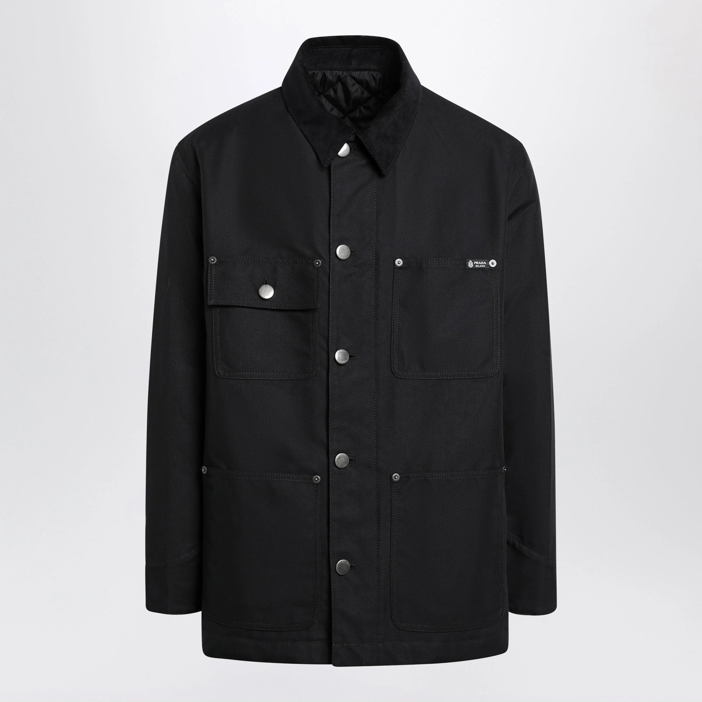 Prada Black Jacket With Corduroy Collar Men - 1