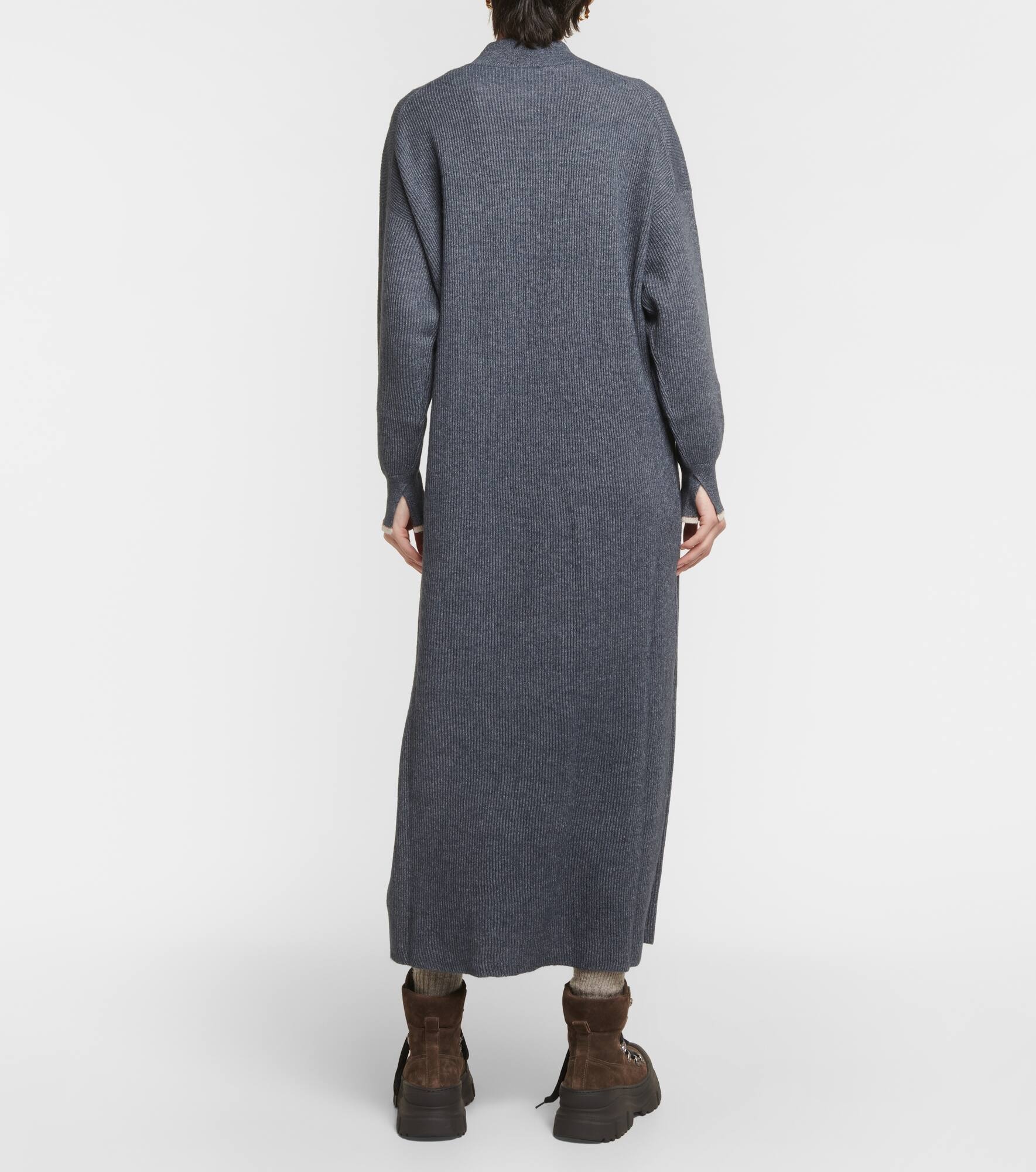 Ribbed-knit cotton and alpaca midi dress - 3