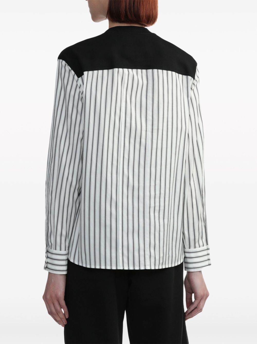 stripe-panel cotton sweatshirt - 4