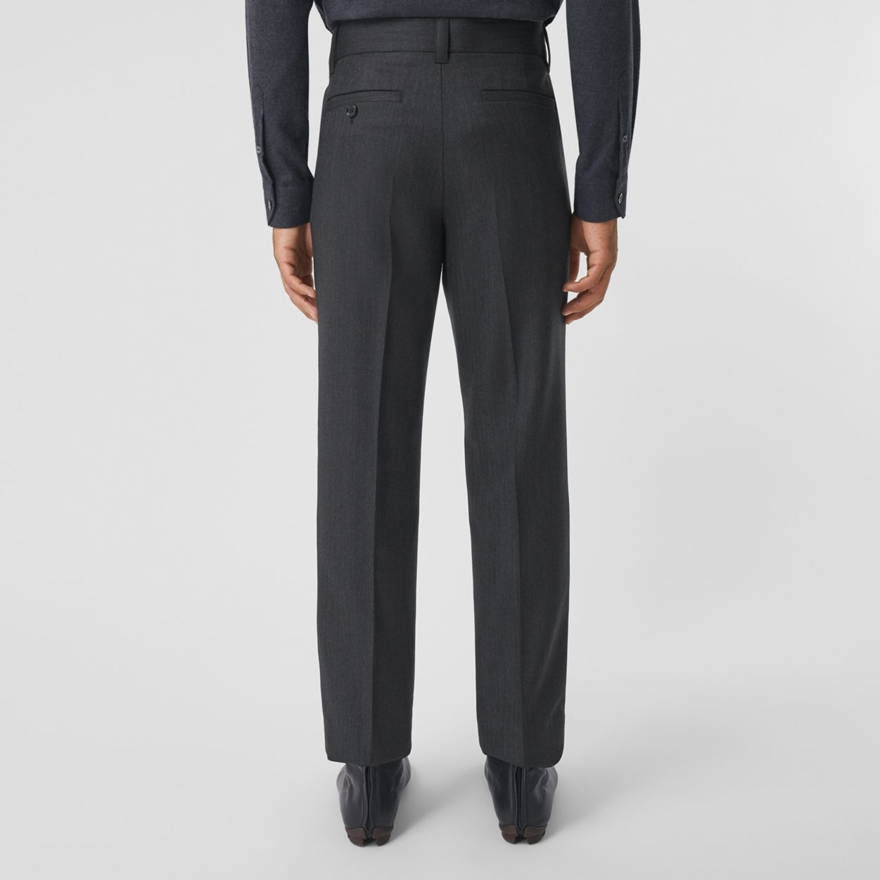 Herringbone Wool Tailored Trousers - 4