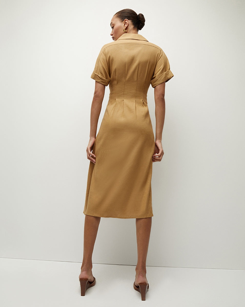 ADAVI STRETCH-LINEN SHIRTDRESS - 6