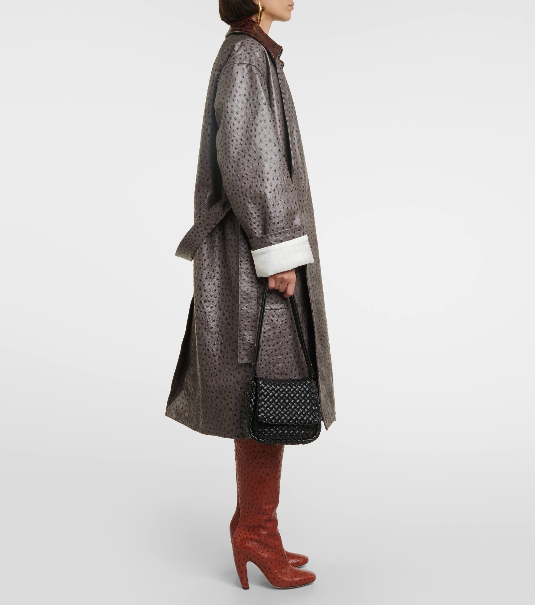 Embossed leather coat - 6