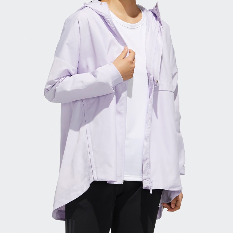 (WMNS) adidas Wb Logo Printing Hooded Jacket Purple FM9258 - 3