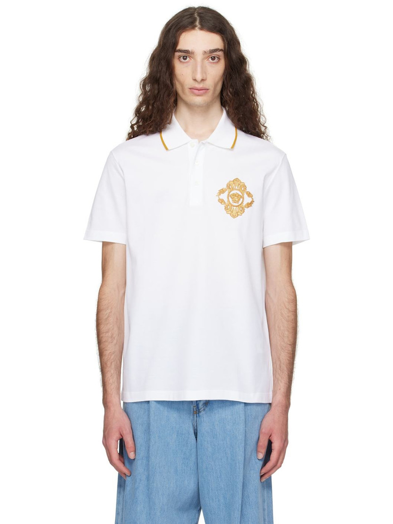 White Embroidered Architectural Baroque Polo 1