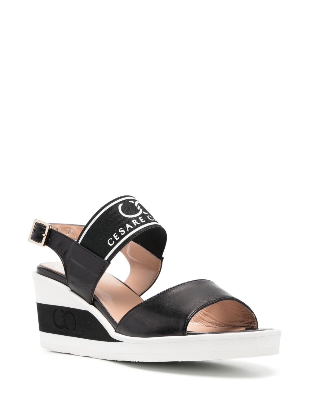 logo-print wedge sandals - 2