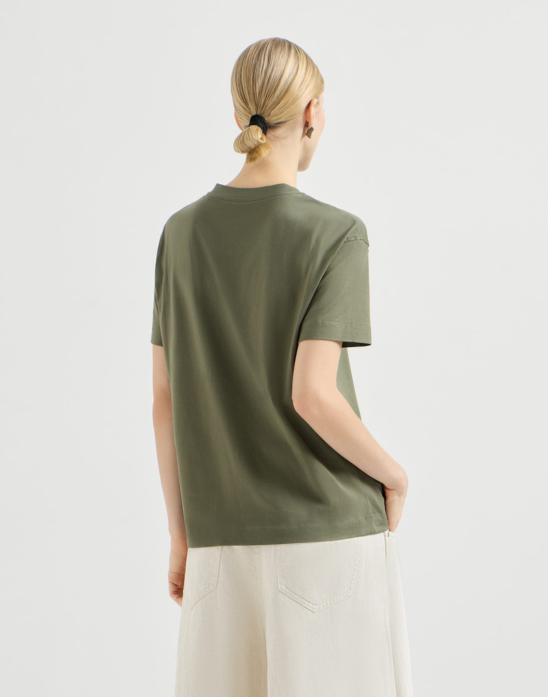 Cotton jersey T-shirt with shiny tab 3