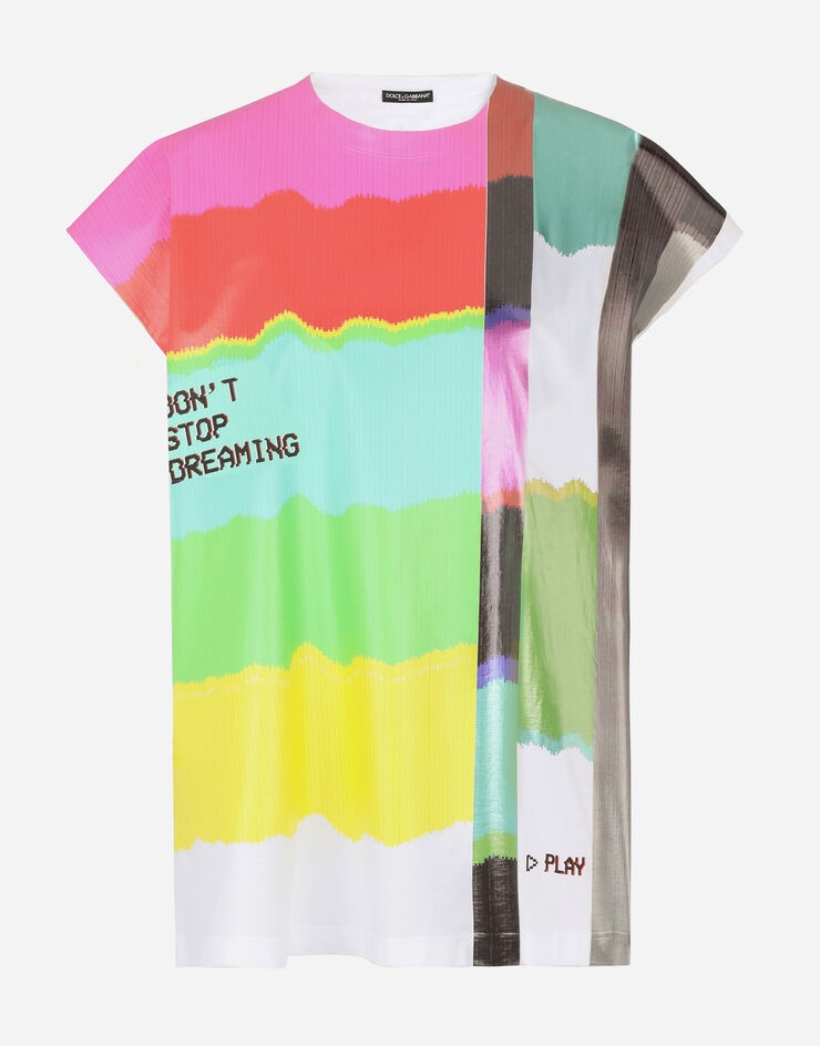 Jersey T-shirt with multi-colored glitch print - 3