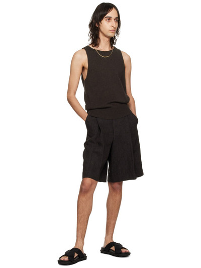 Dries Van Noten Black & Brown Striped Shorts outlook