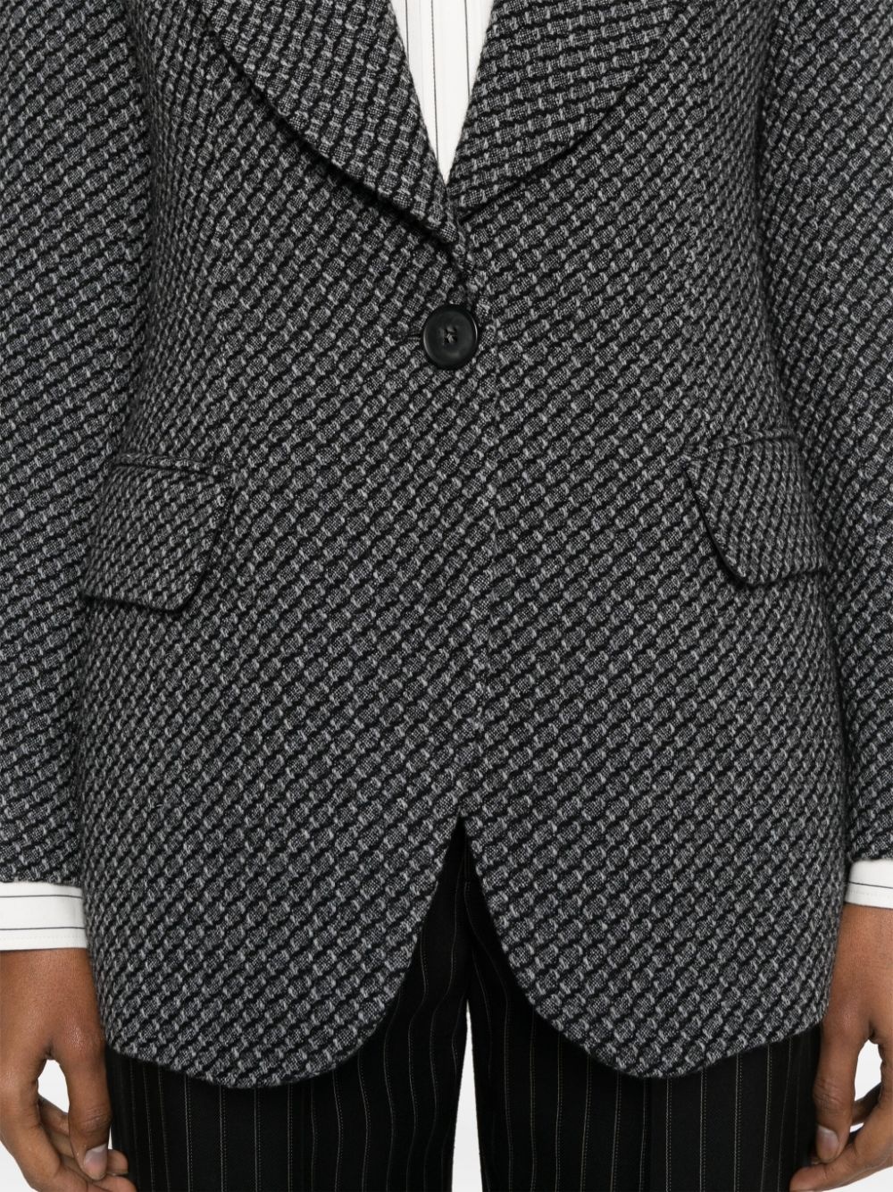 single-breasted knitted blazer - 5