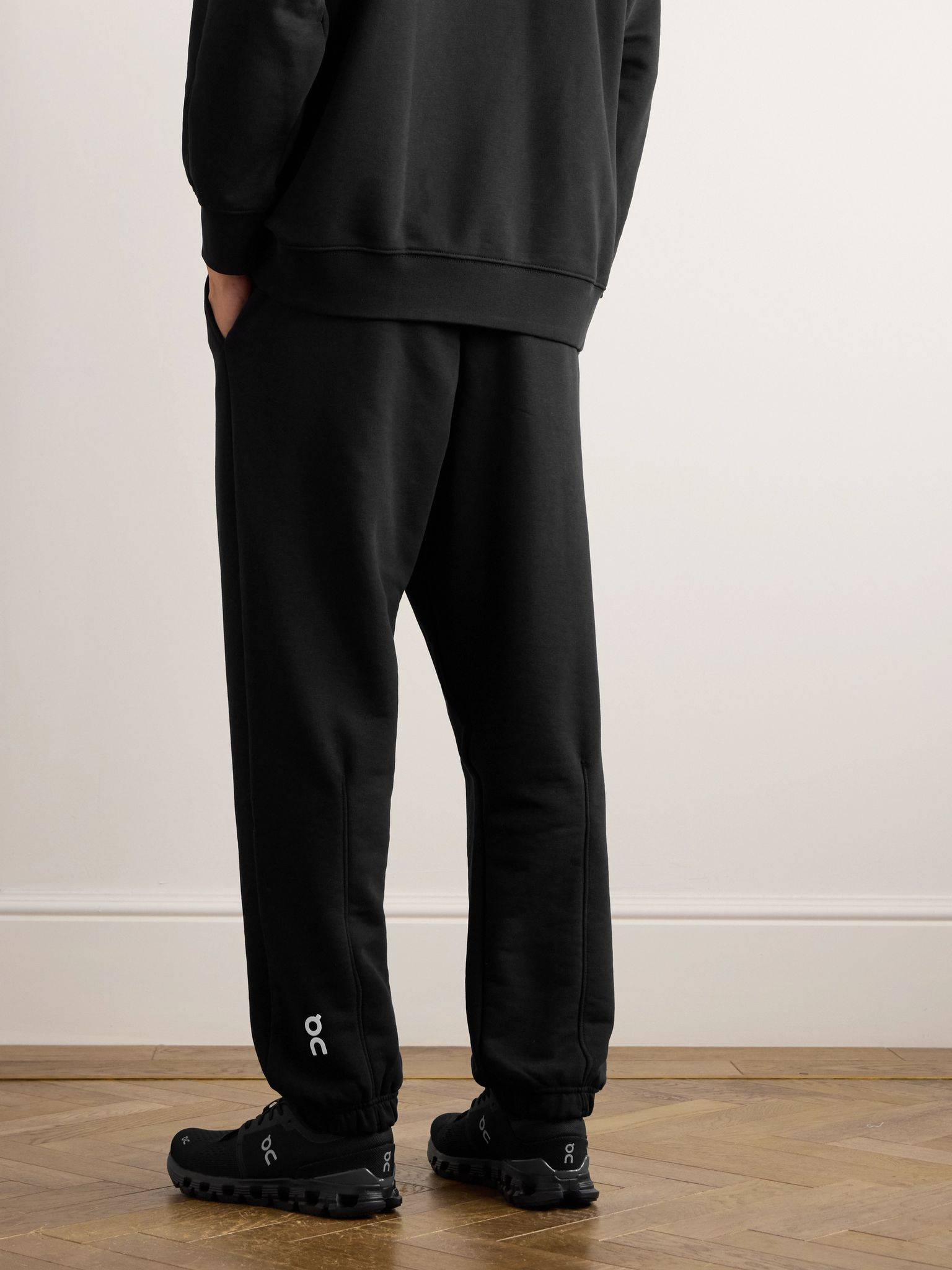 Club Tapered Organic Cotton-Blend Jersey Sweatpants Black - 3