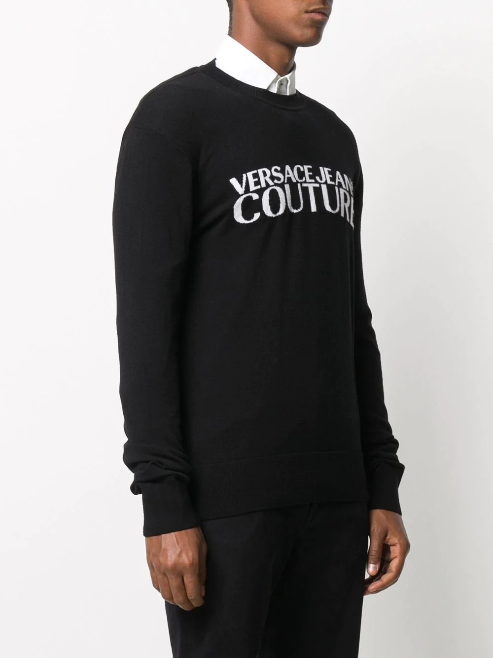 logo-embroidered fine knit jumper - 3