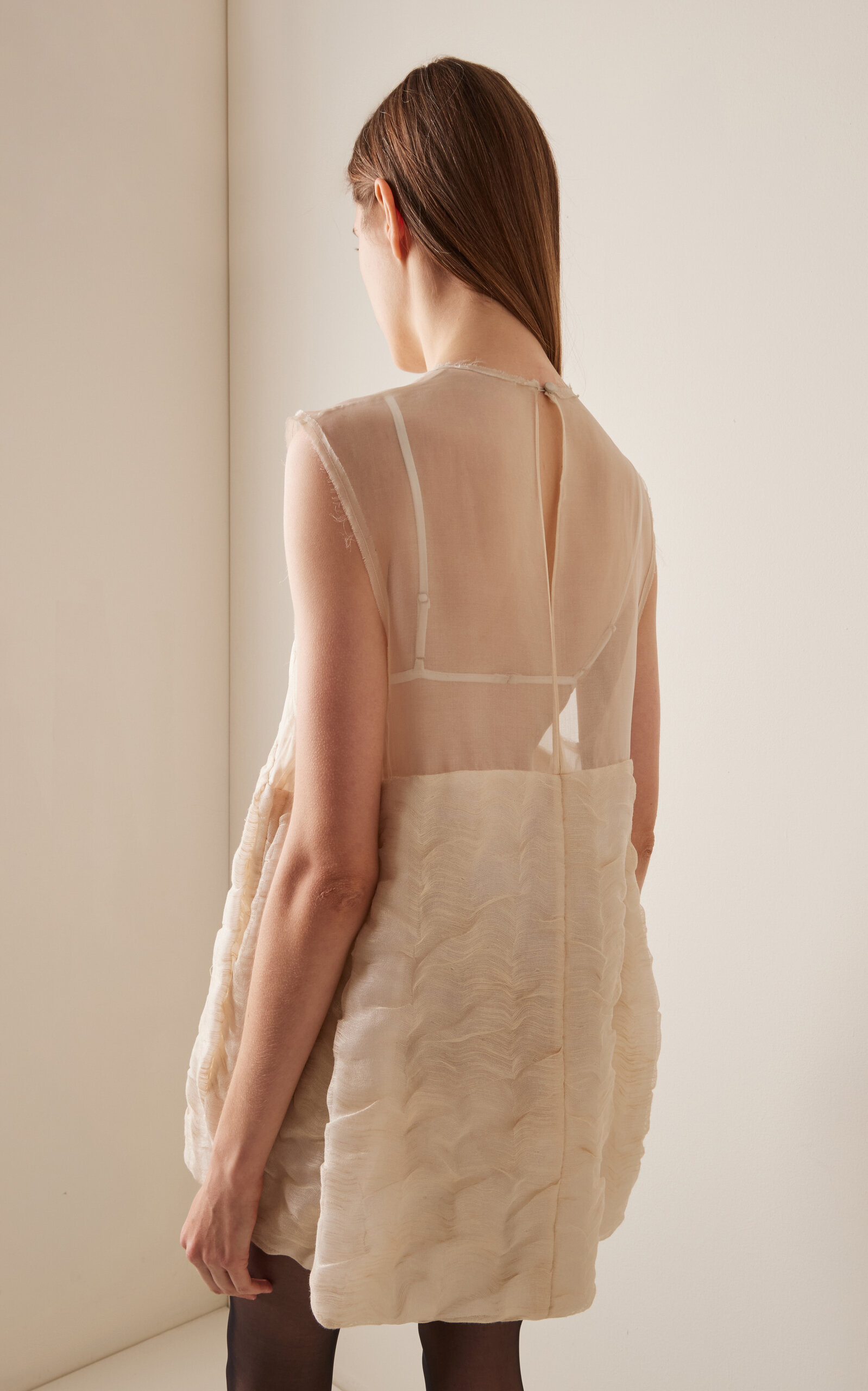 Blair Linen-Silk Gauze Mini Dress neutral - 5