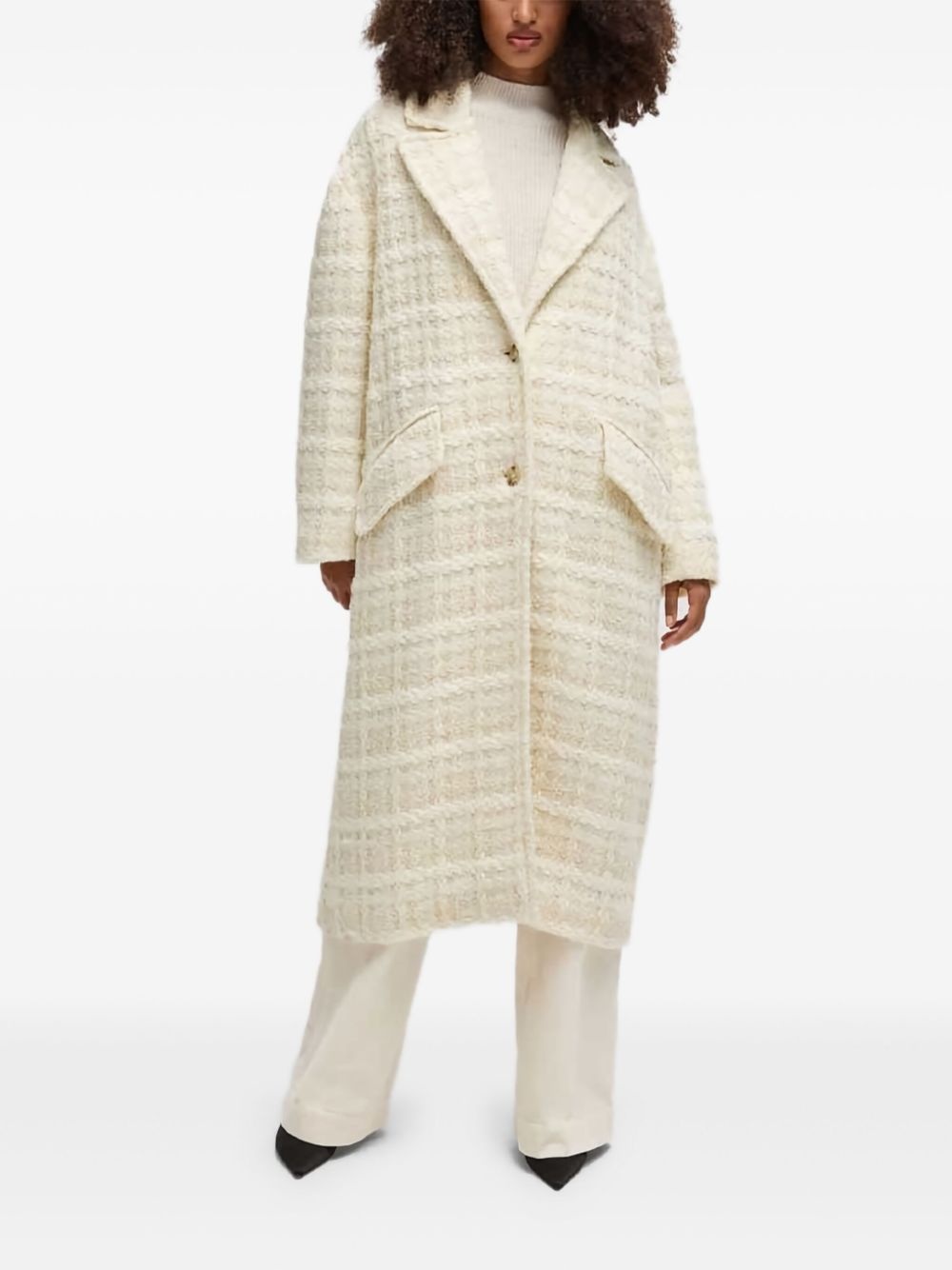bouclé-knit coat - 1