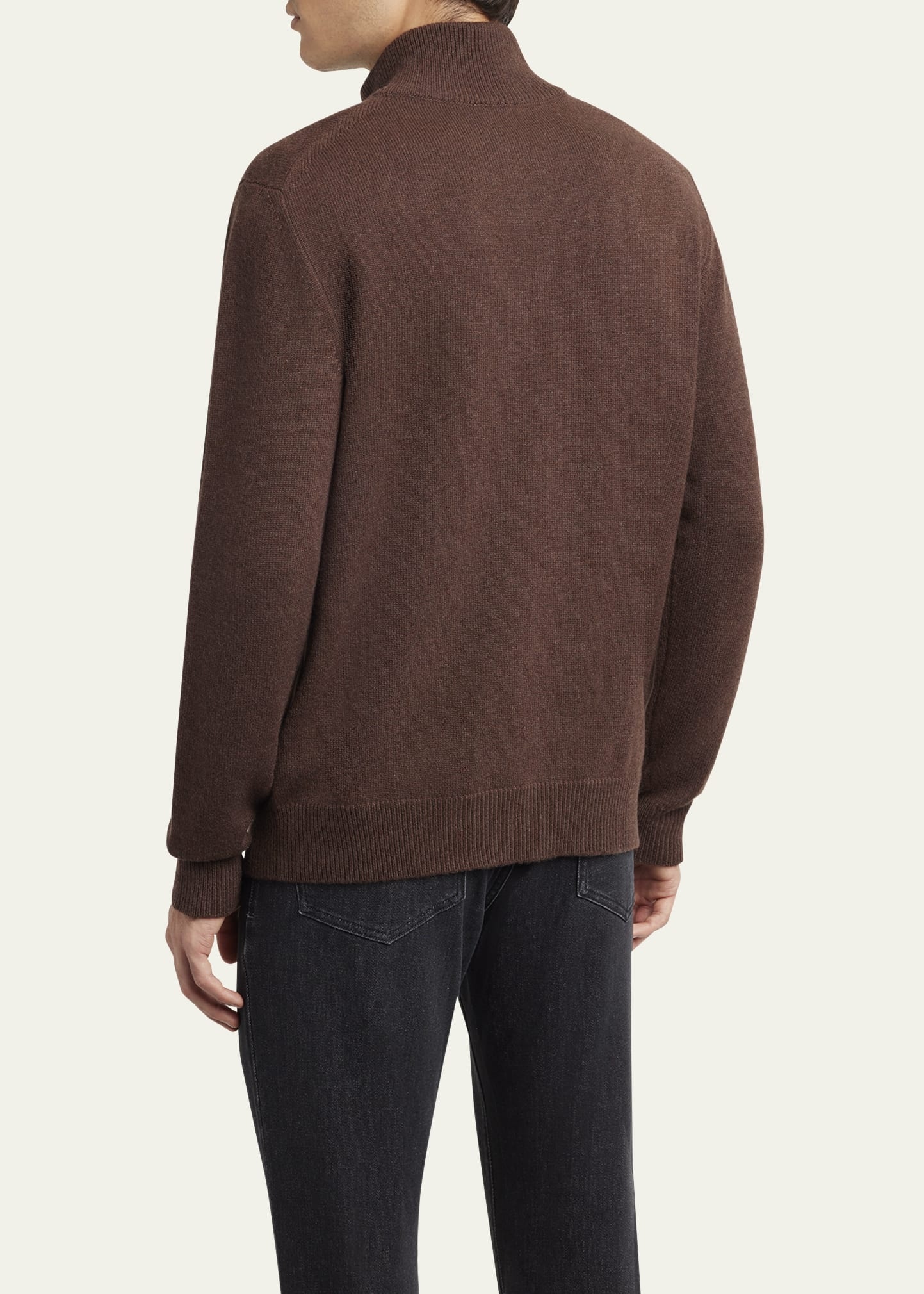 Men's Cashmere Button Mock-Neck Sweater - 3