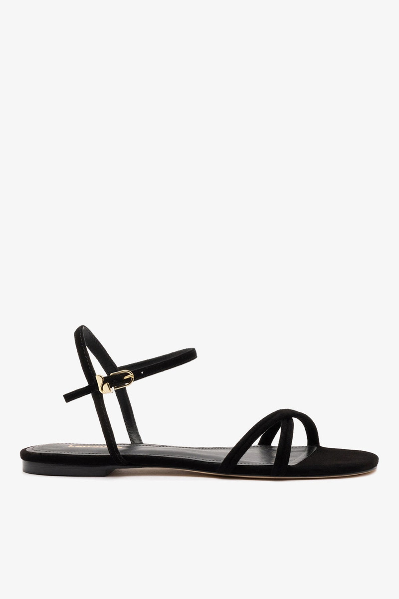 Annie Sandal Ankle Tie In Black Leather 1