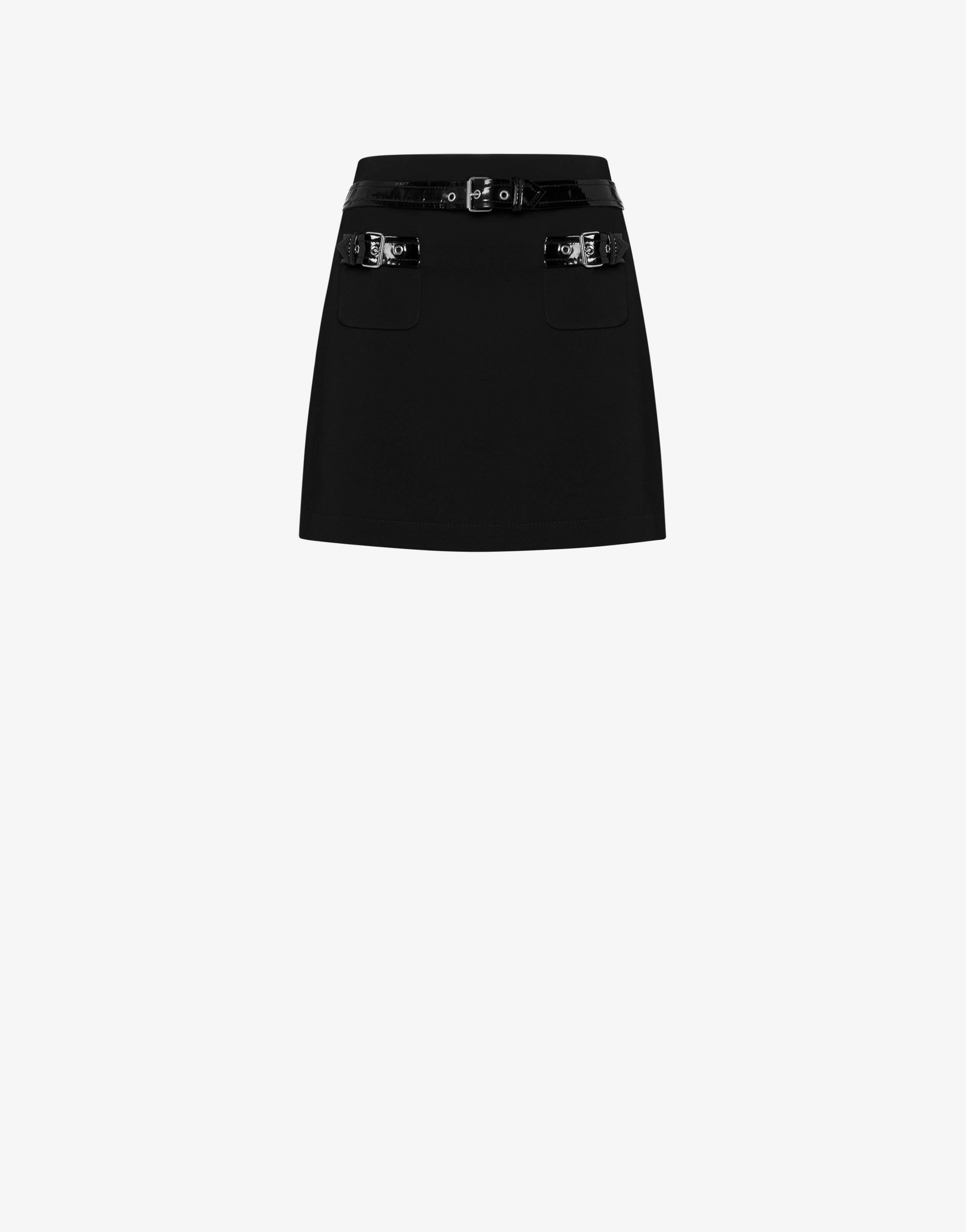 BONDAGE BUCKLE CADY STRETCH MINI SKIRT - 1