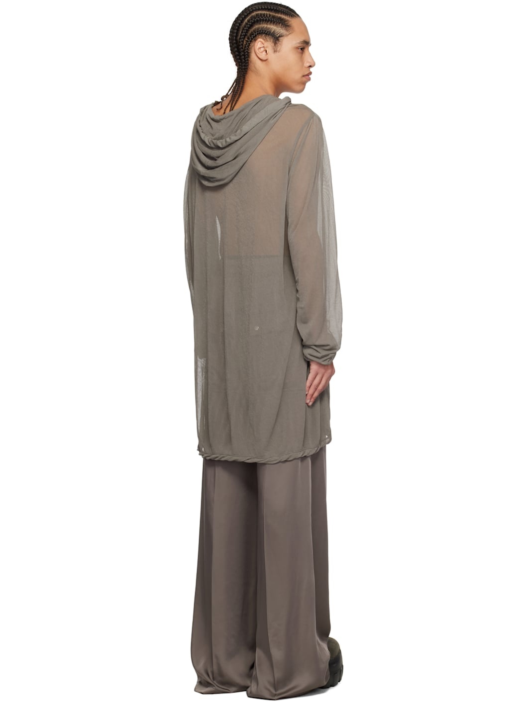 Gray Hollywood Viscose Crepe Jersey Hoodie - 3