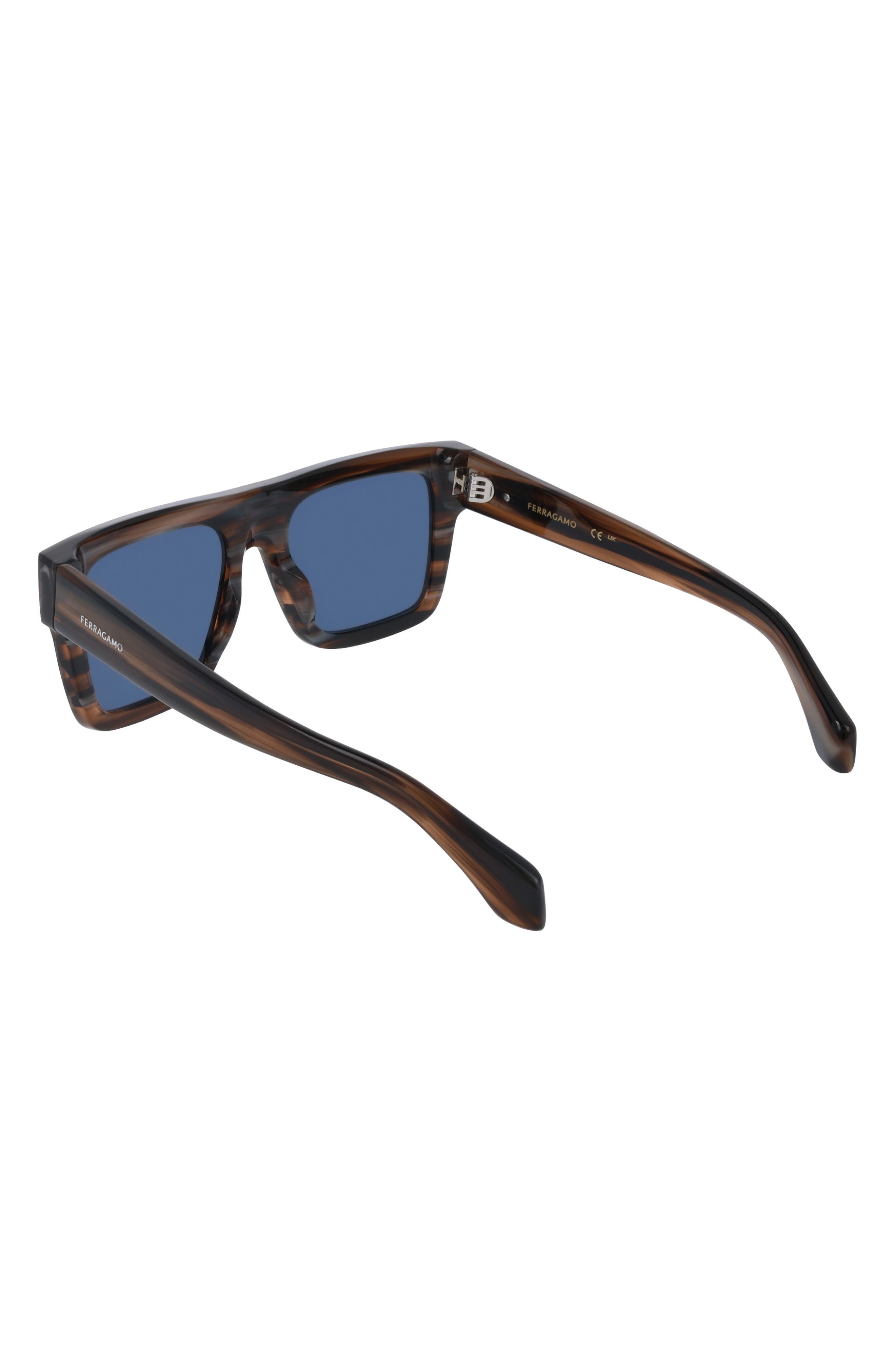 FERRAGAMO 53mm Square Sunglasses in Striped Brown at Nordstrom - 3