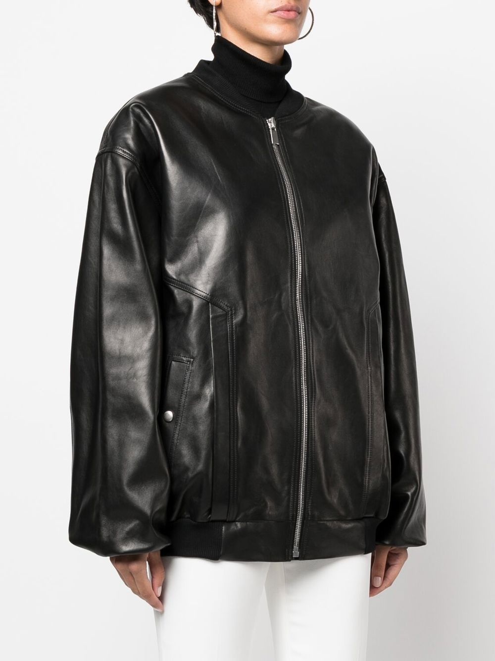 zip-up sheepskin bomber jacket - 3