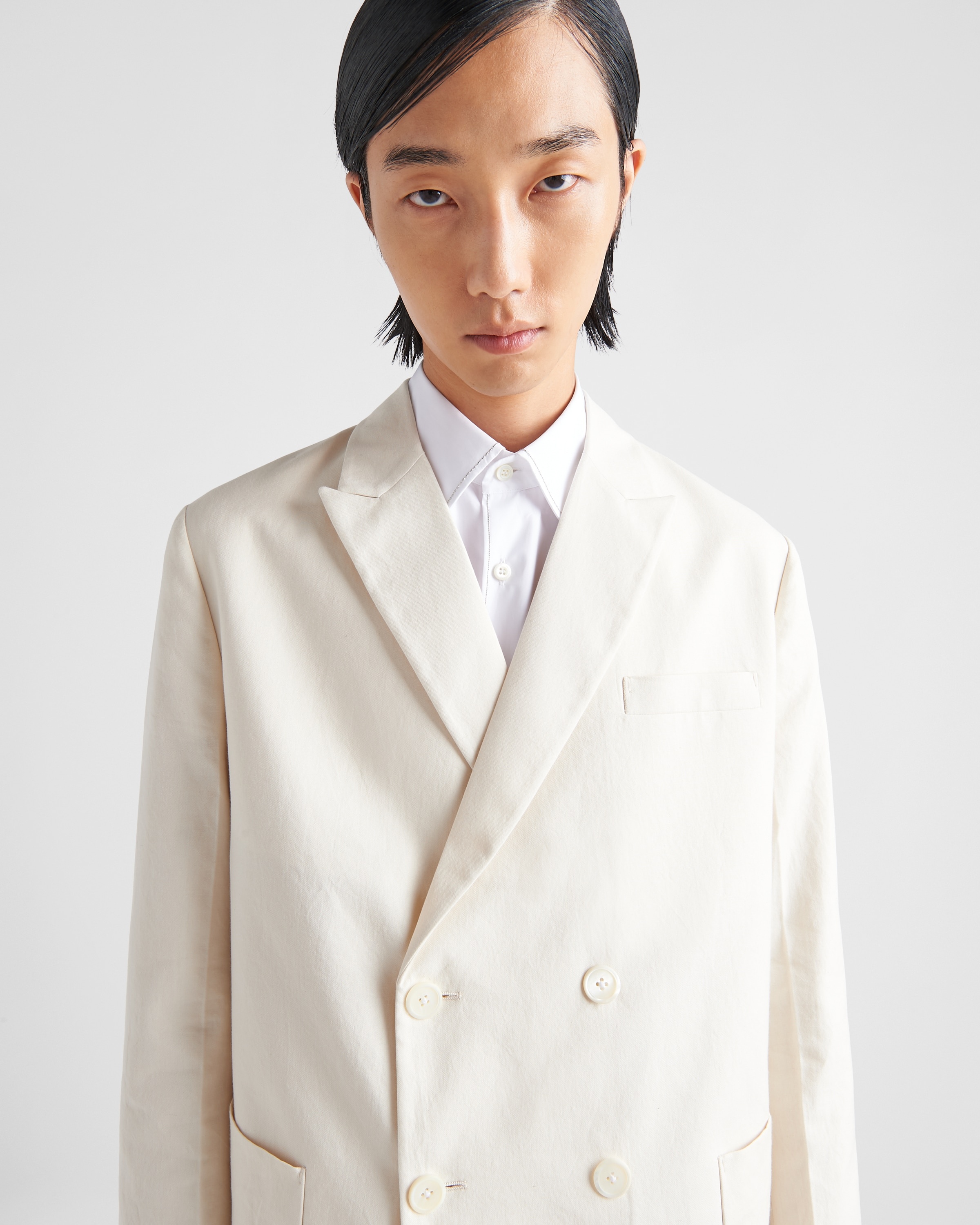 テーラードジャケット PRADA SS23 Ivory cotton blazer (UGM225S23112LT F0018) Prada Ivory Cotton Blazer | italist | REVERSIBLE