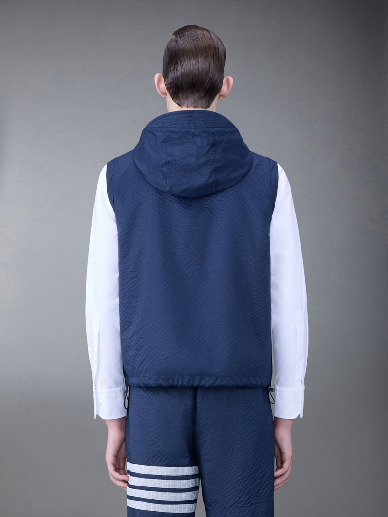 Thom Browne 4-Bar stripe ripstop hooded gilet outlook