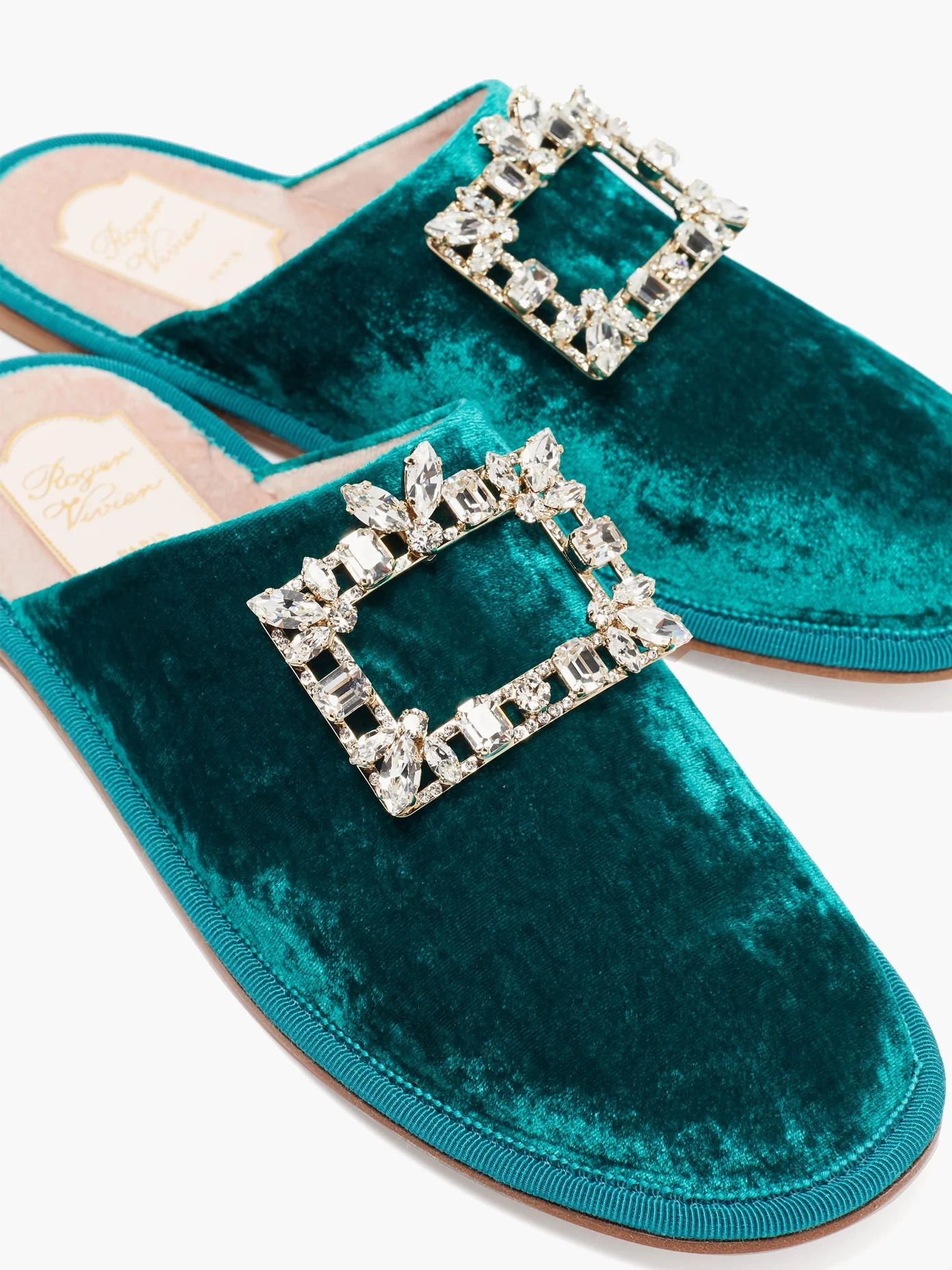 Hotel Vivier crystal-buckle velvet slippers - 6