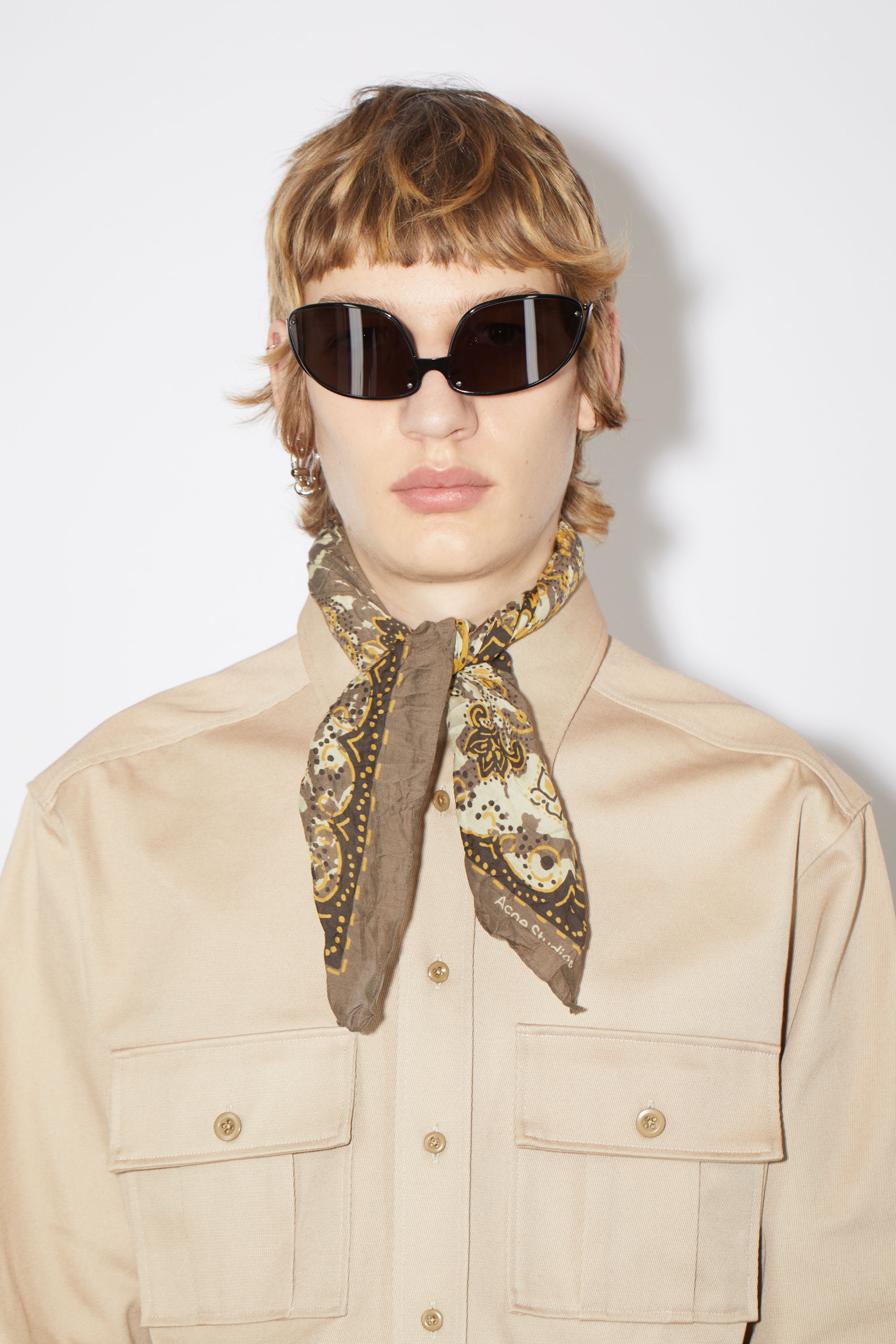 Cotton-silk scarf - Brown/yellow - 3