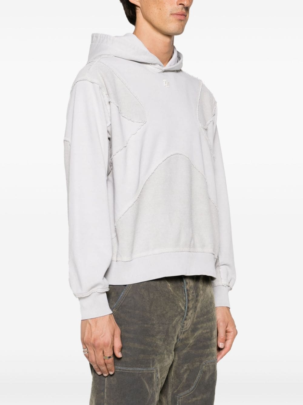 patchwork jersey hoodie - 3
