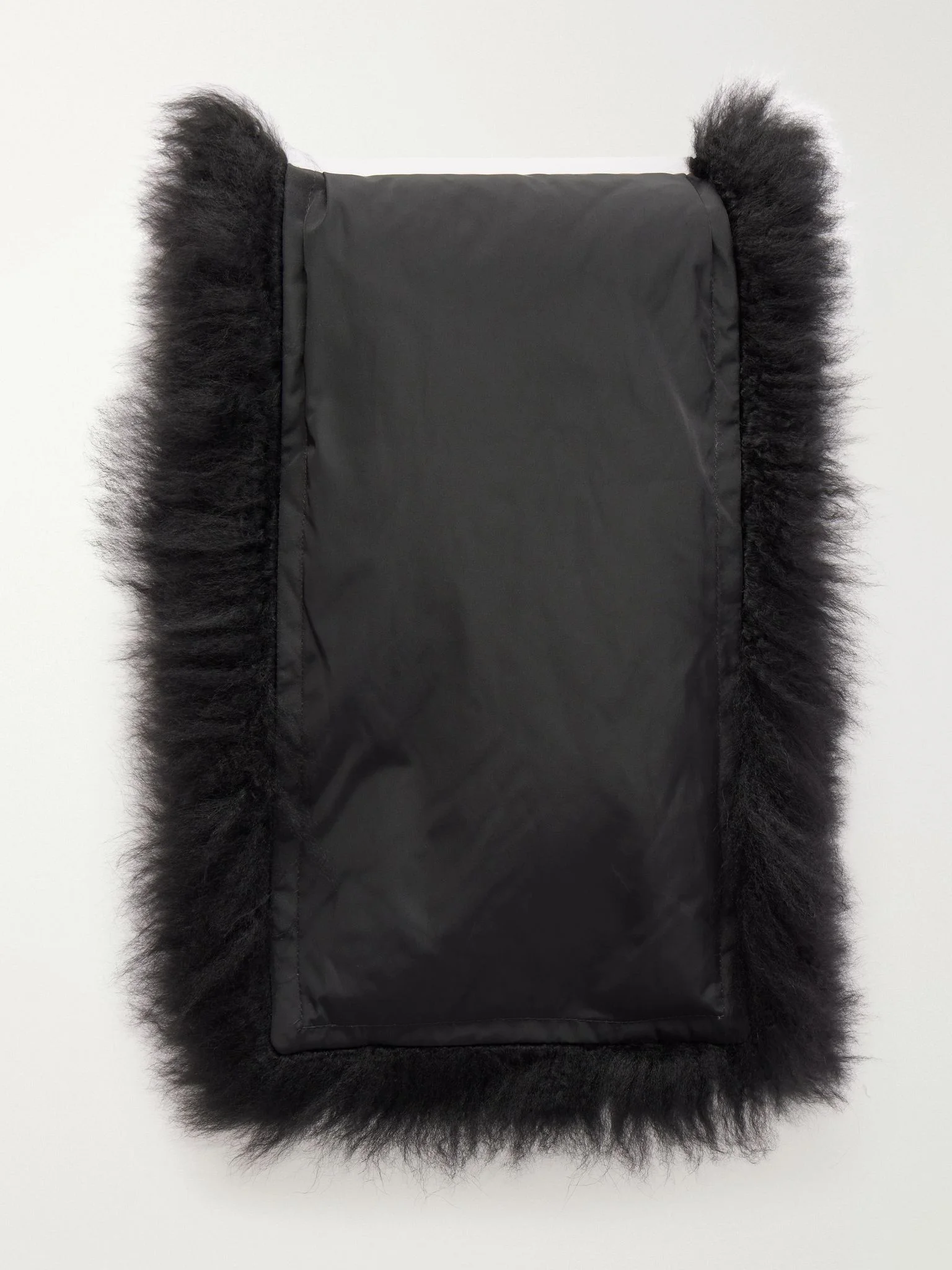 Leather and shearling scarf Black - 1