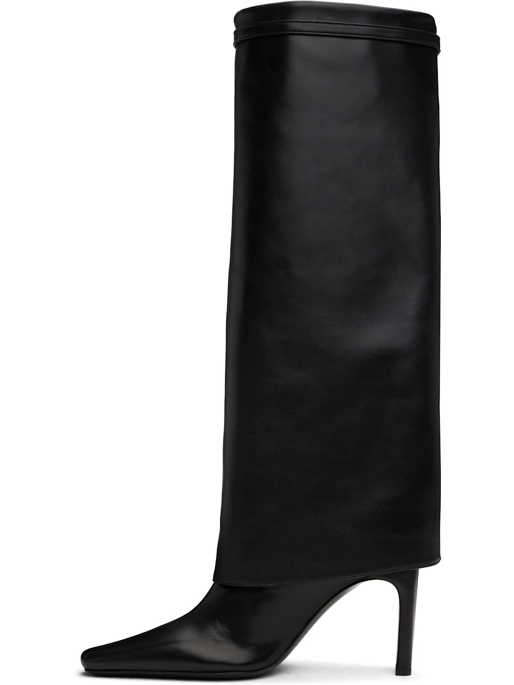 Black Wally Foldover High Heel Tall Boots - 3