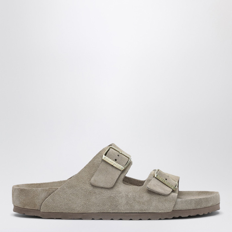 Arizona slide in taupe suede leather 1