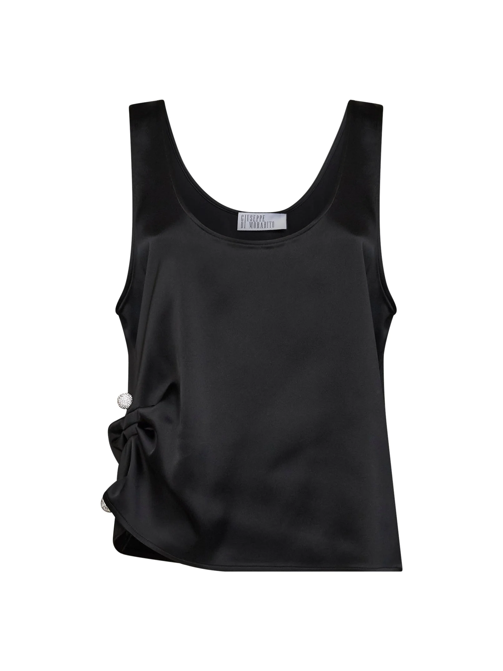 Black satin draped top - 1