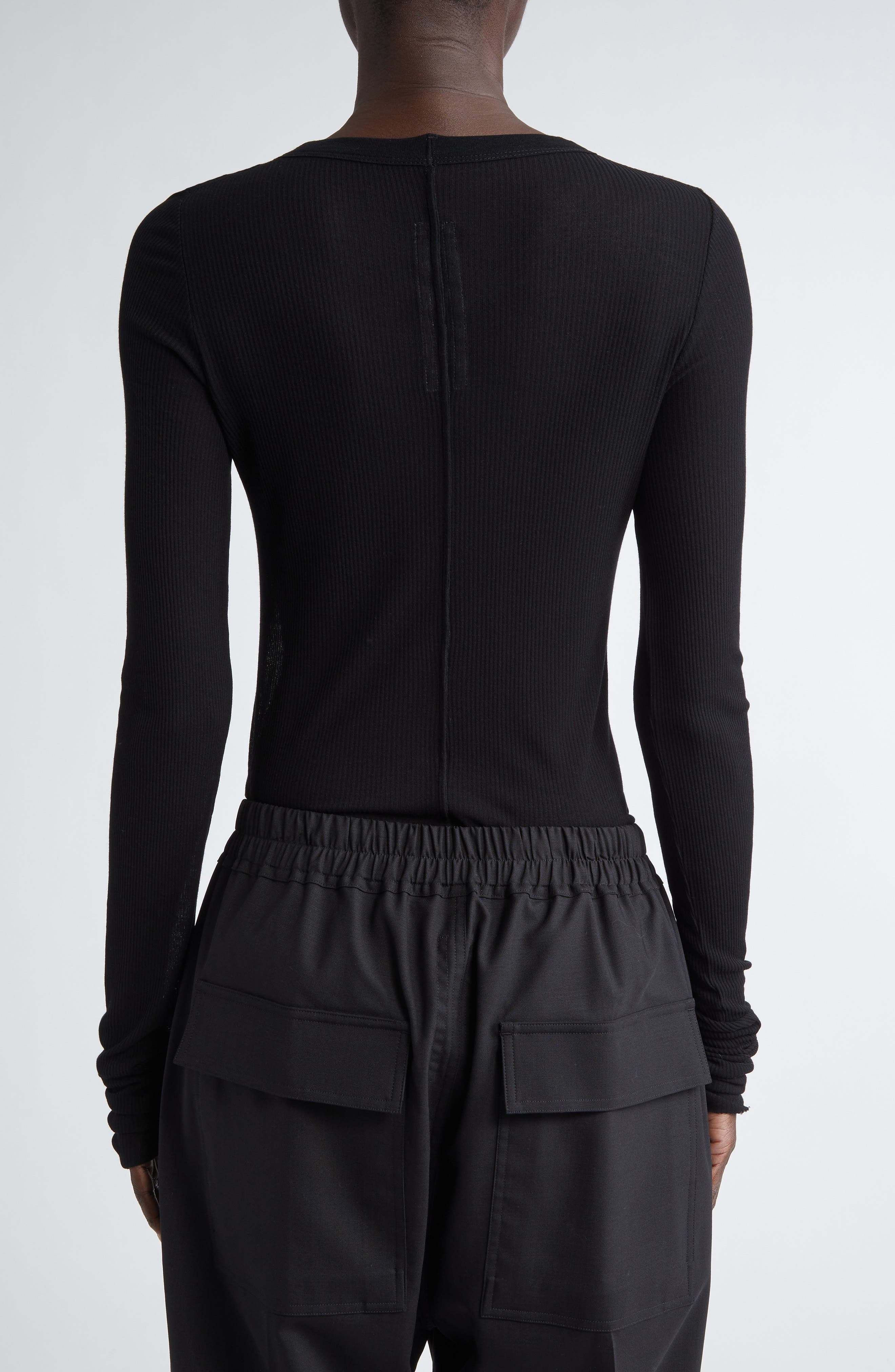 Rick Owens Rib Long Sleeve T-Shirt in Black at Nordstrom - 3