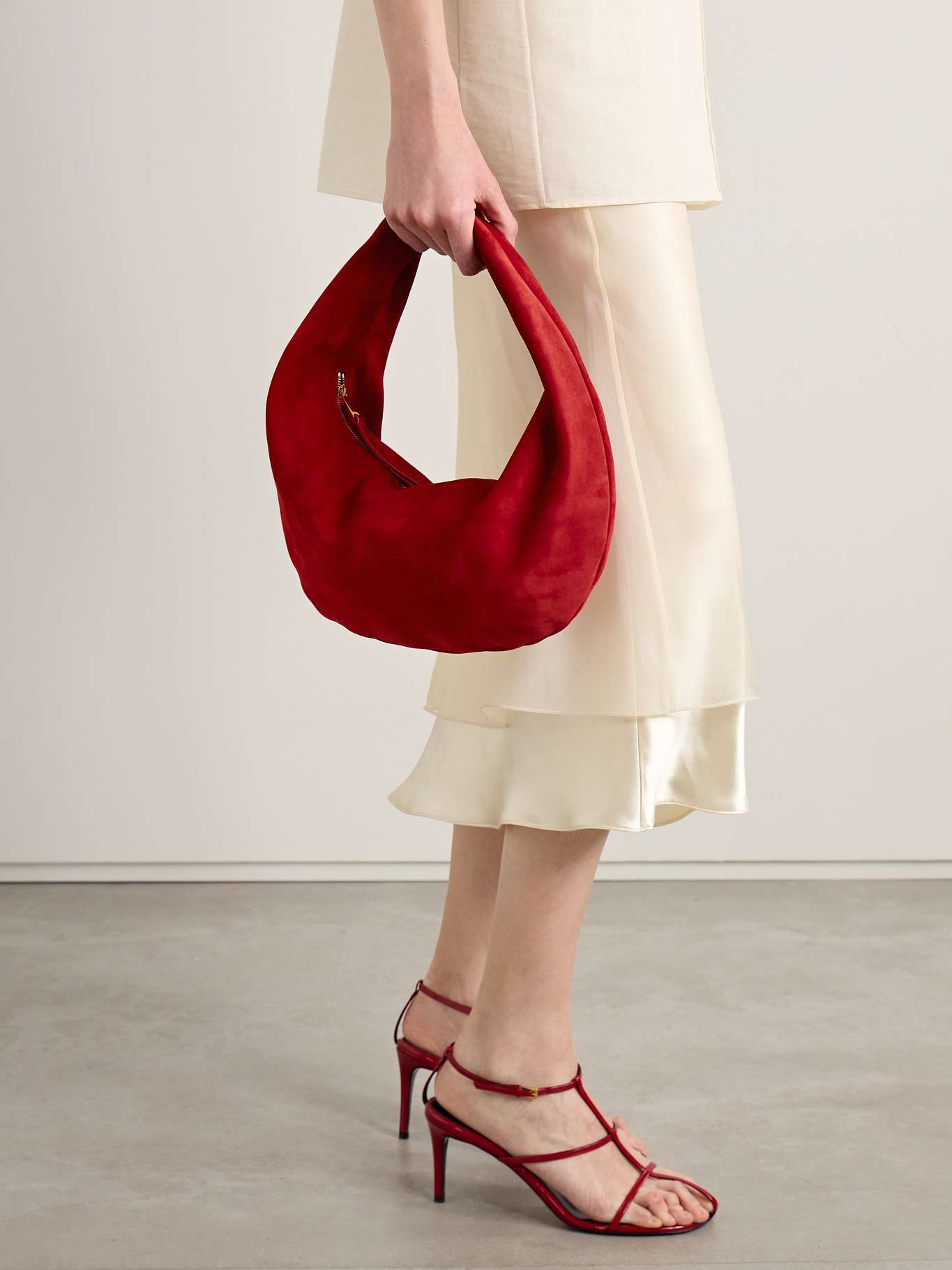 Olivia medium suede tote Red - 2